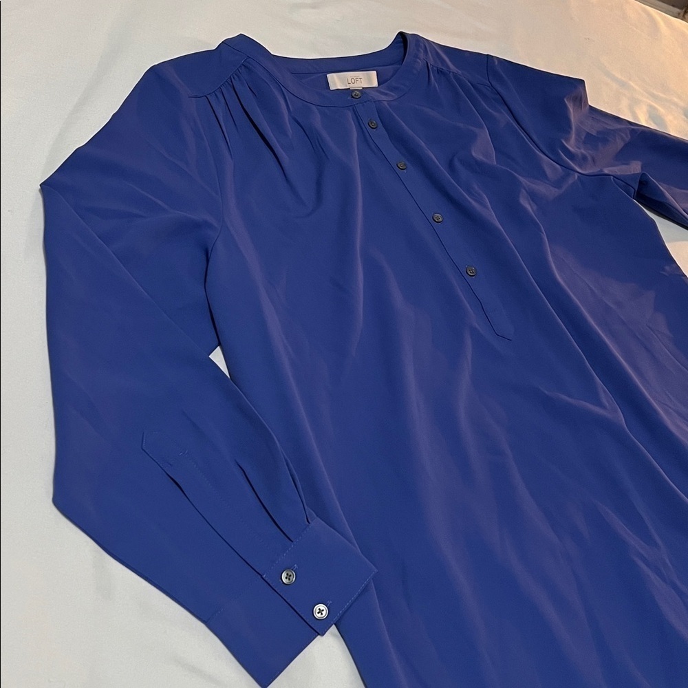 LOFT Purple Long Sleeve Maternity Dress
